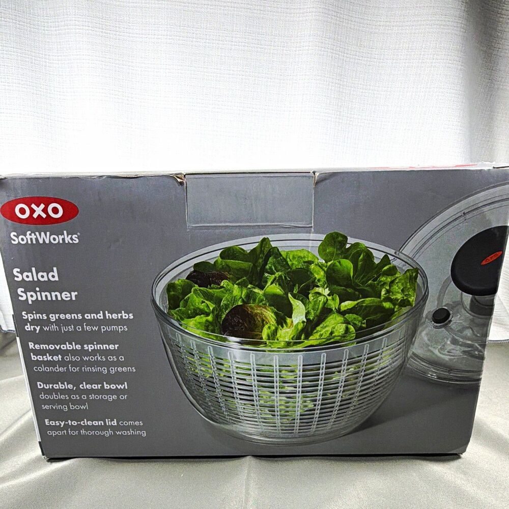 OXO SoftWorks Salad Spinner 1045421 Manual Pump Clear Bowl Plastic